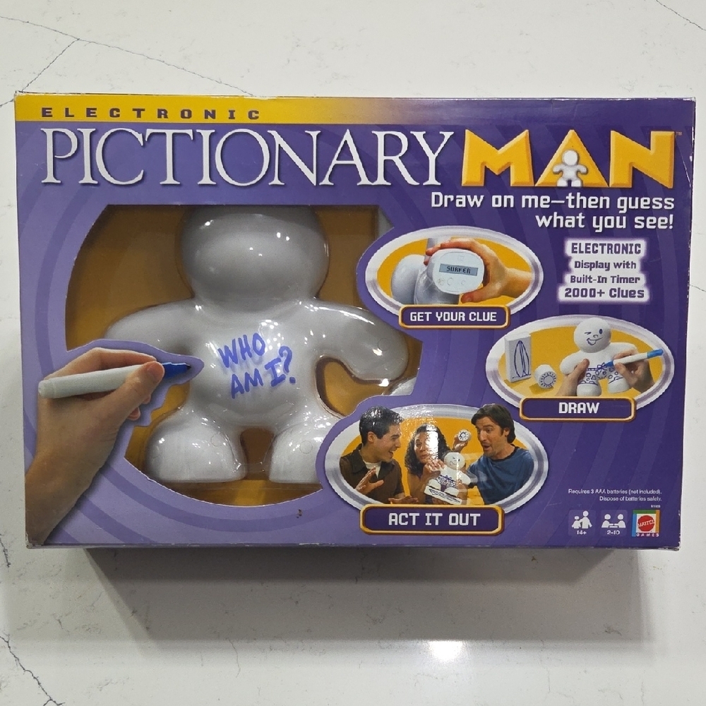 Mattel Electronic Pictionary Man Game - White and Blue New In Original Box